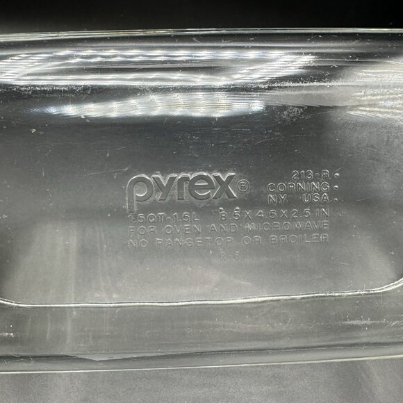 PYREX Heavy Clear Glass Loaf Pan 1 1/2 Quart Baking Dish Made in USA Vintage - Picture 6 of 14